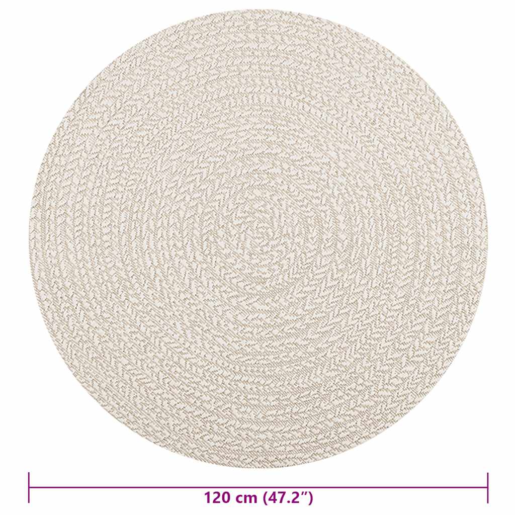 Vloerkleed ZIZUR crème binnen en buiten Ø 120 cm jute look is nu te koop bij PeponiXL, paradijselijk wonen!