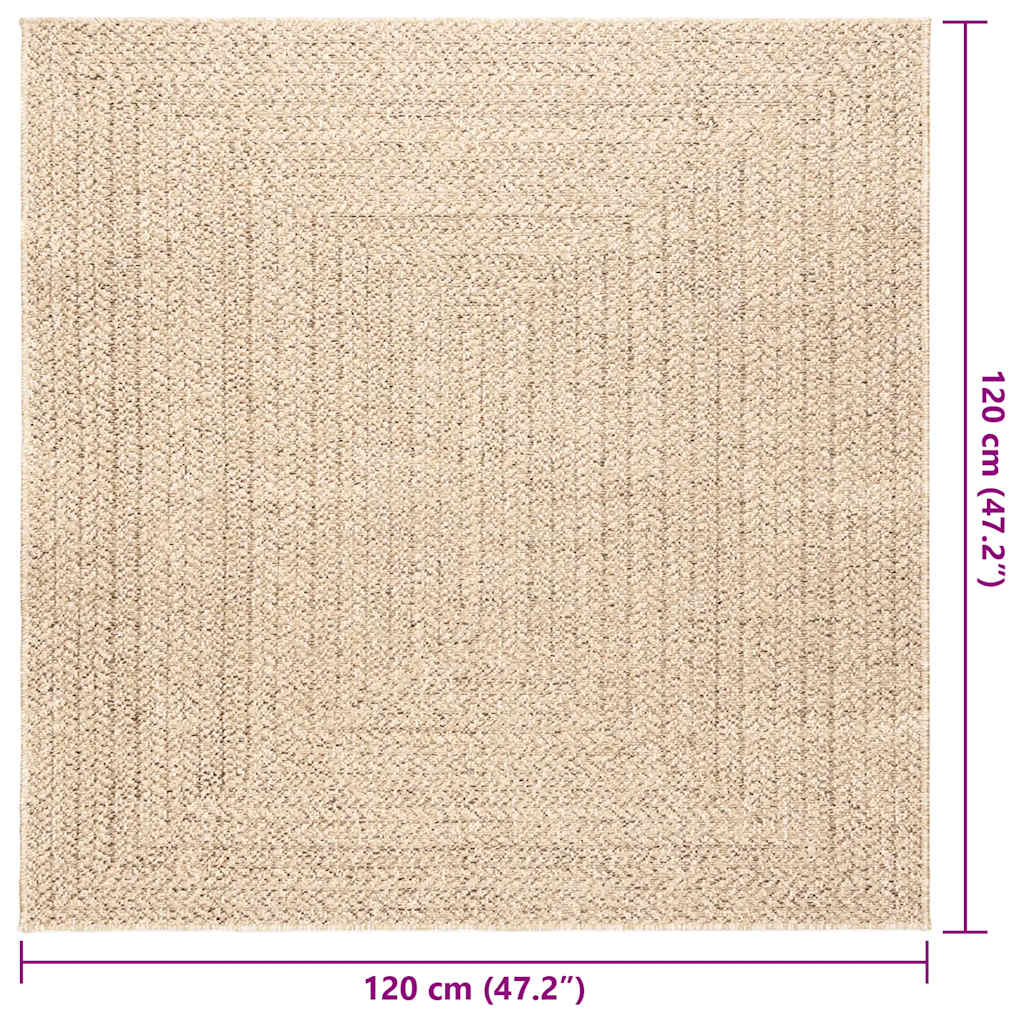 Vloerkleed ZIZUR beige binnen en buiten 120x120 cm jute look is nu te koop bij PeponiXL, paradijselijk wonen!