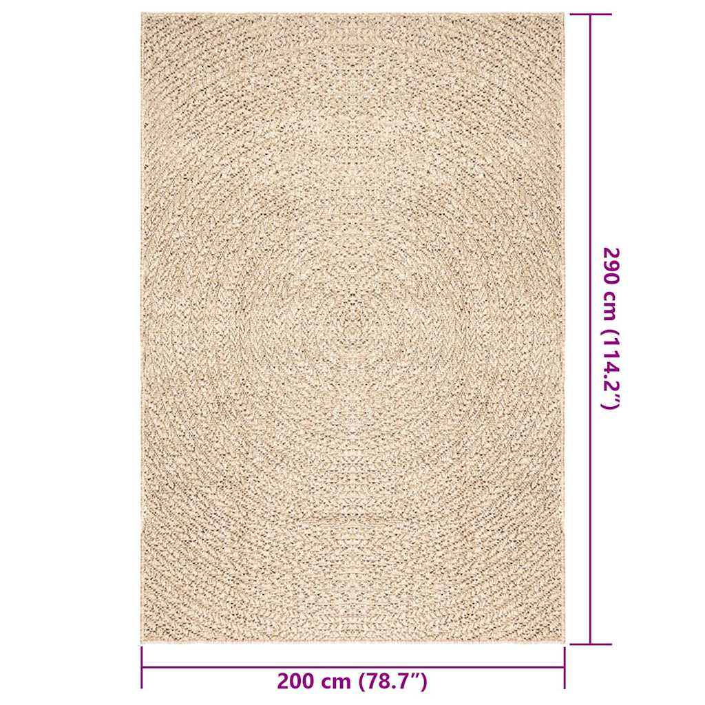 Vloerkleed ZIZUR beige binnen en buiten 200x290 cm jute look is nu te koop bij PeponiXL, paradijselijk wonen!