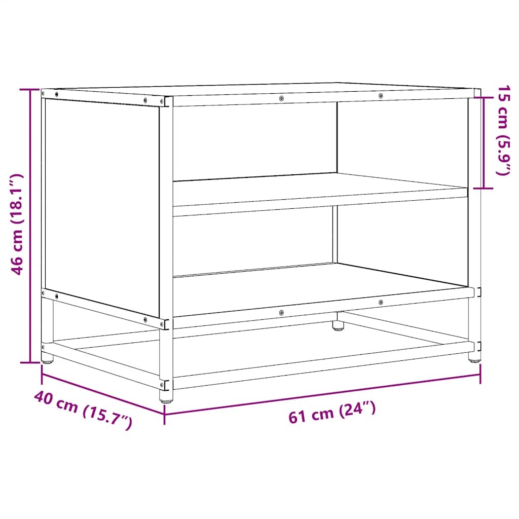 Tv-meubel 61x40x46 cm bewerkt hout en metaal zwart is nu te koop bij PeponiXL, paradijselijk wonen!