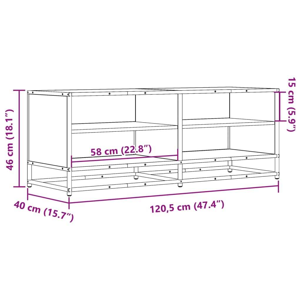Tv-meubel 120,5x40x46 cm bewerkt hout metaal bruin eikenkleur is nu te koop bij PeponiXL, paradijselijk wonen!