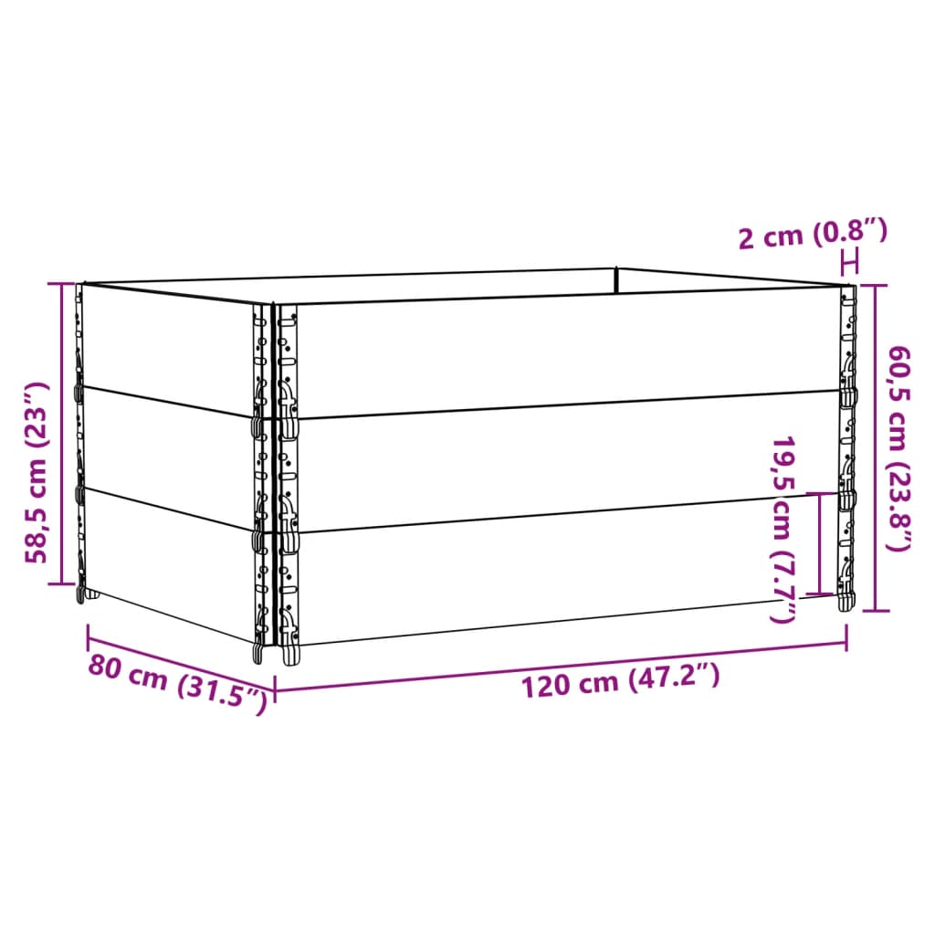 Palletopzetranden 3 st 120x80 cm massief grenenhout bruin is nu te koop bij PeponiXL, paradijselijk wonen!
