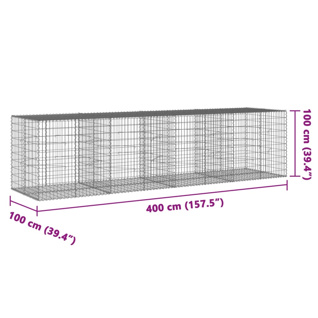 Schanskorf 400x100x100 cm gegalvaniseerd ijzer zilverkleurig is nu te koop bij PeponiXL, paradijselijk wonen!