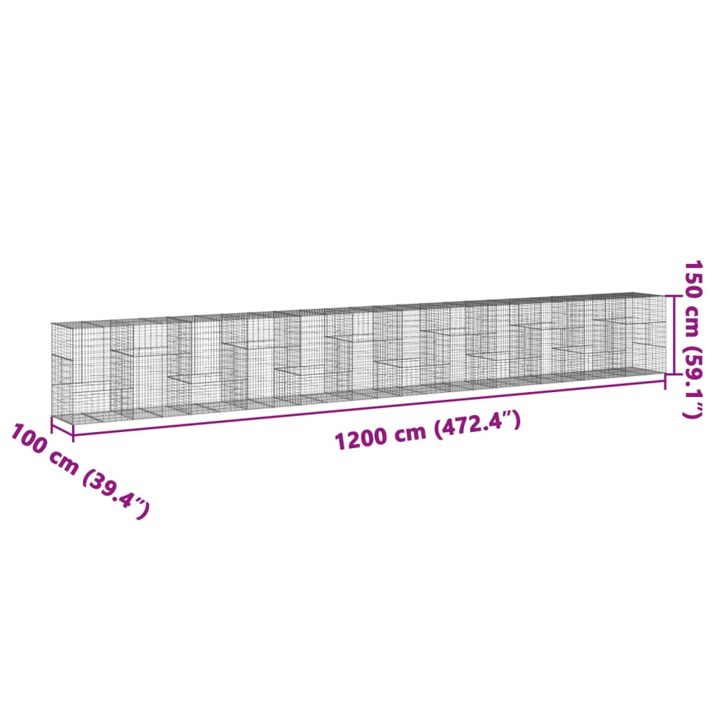Schanskorf 1200x100x150 cm gegalvaniseerd ijzer zilverkleurig is nu te koop bij PeponiXL, paradijselijk wonen!