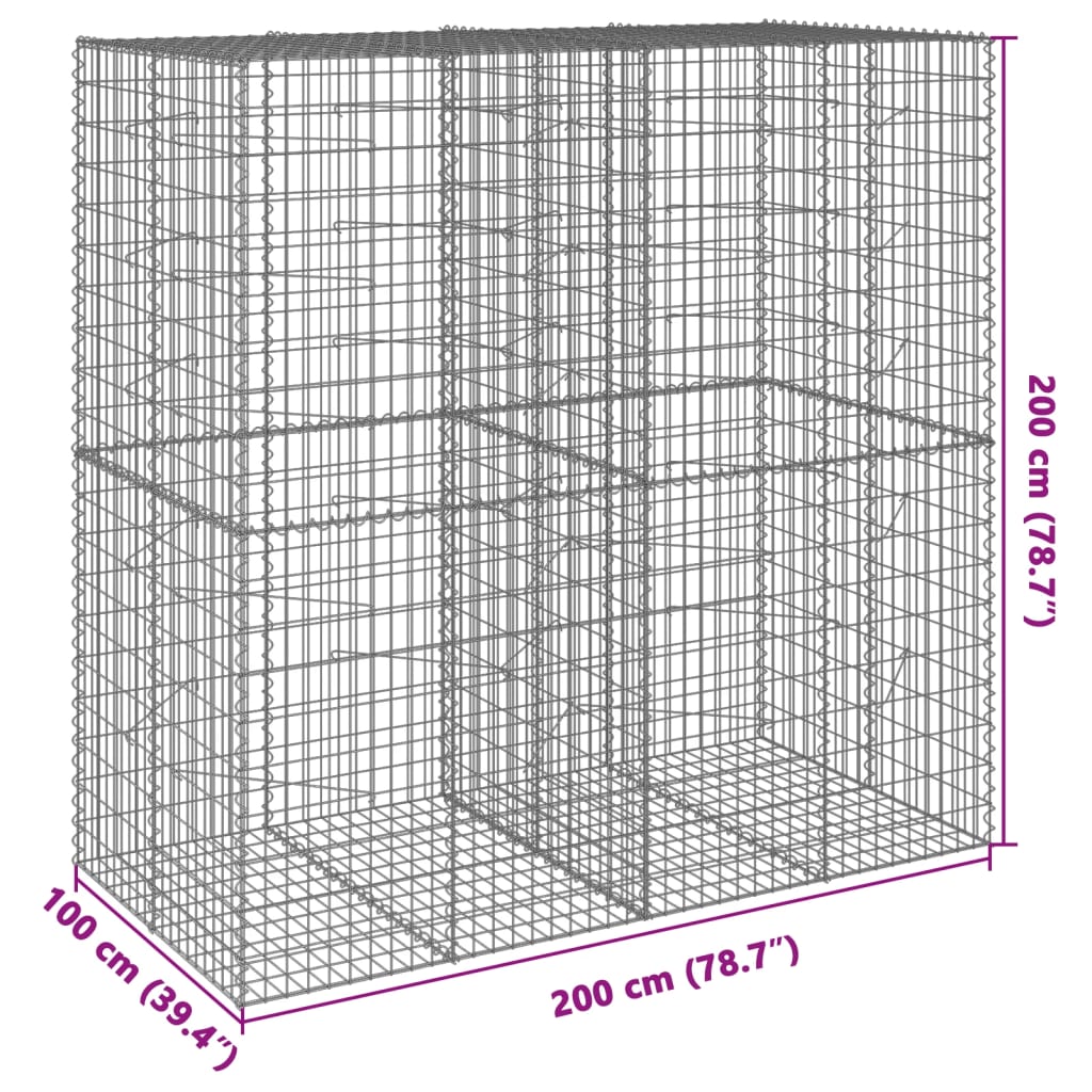 Schanskorf 200x100x200 cm gegalvaniseerd ijzer zilverkleurig is nu te koop bij PeponiXL, paradijselijk wonen!