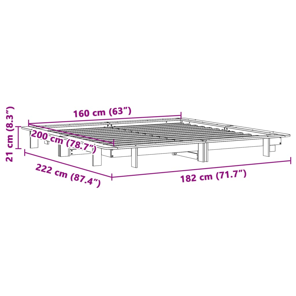 Bedframe zonder matras massief grenenhout wit 160x200 cm is nu te koop bij PeponiXL, paradijselijk wonen!