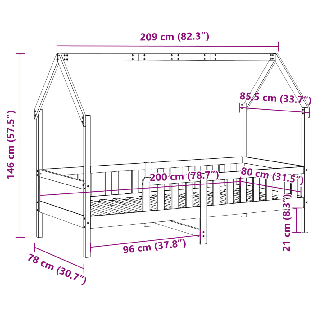 Bedhuis wit massief grenenhout 80x200 cm is nu te koop bij PeponiXL, paradijselijk wonen!