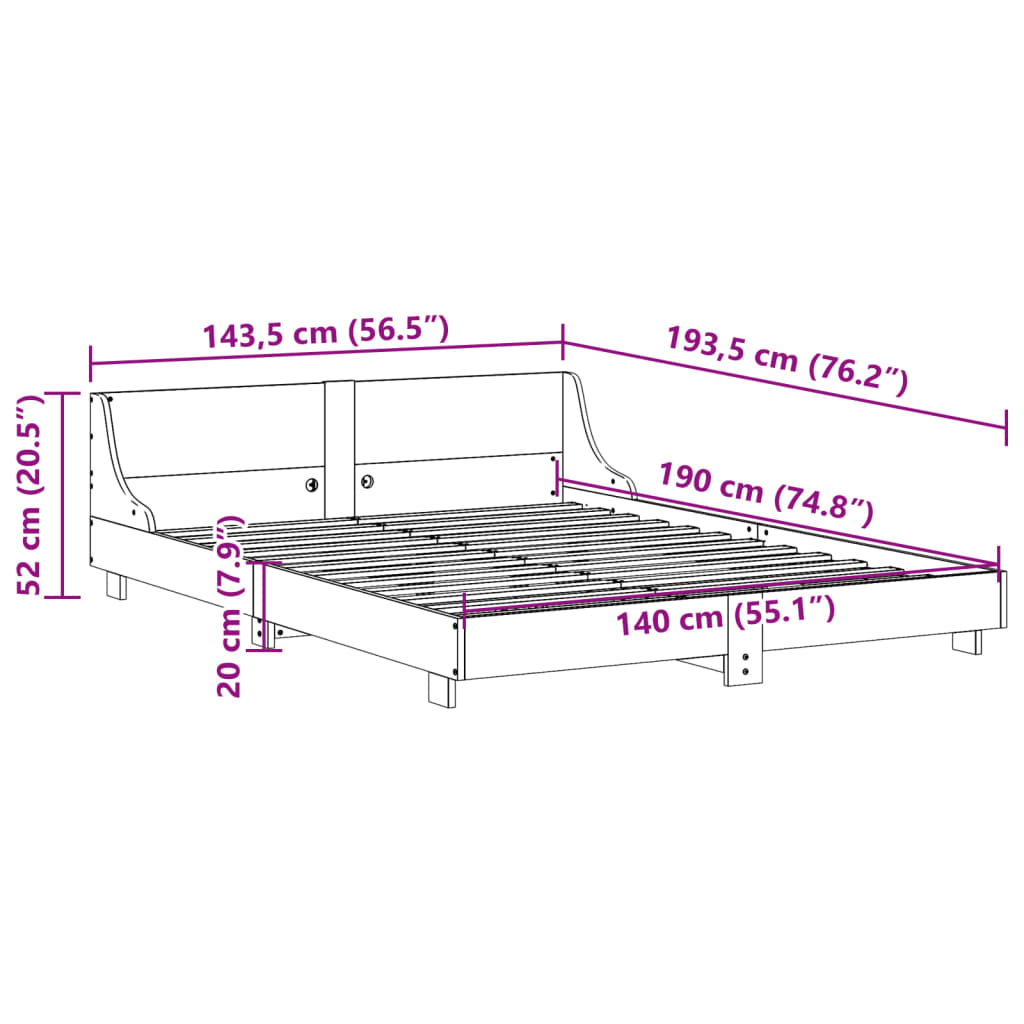 Bedframe zonder matras massief grenenhout 140x190 cm is nu te koop bij PeponiXL, paradijselijk wonen!