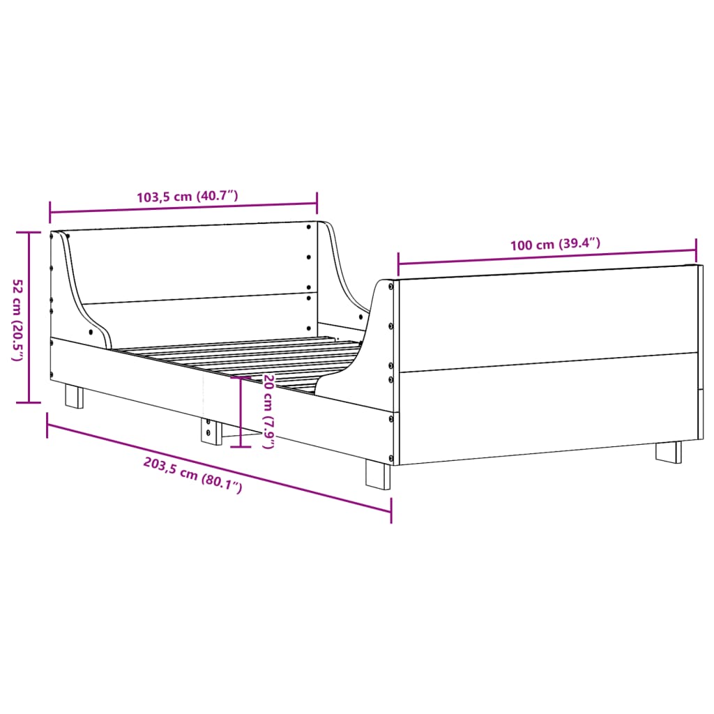 Bedframe zonder matras massief grenenhout 100x200 cm is nu te koop bij PeponiXL, paradijselijk wonen!