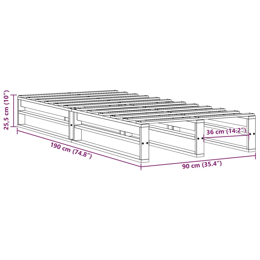 Bedframe zonder matras massief grenenhout wit 90x190 cm is nu te koop bij PeponiXL, paradijselijk wonen!