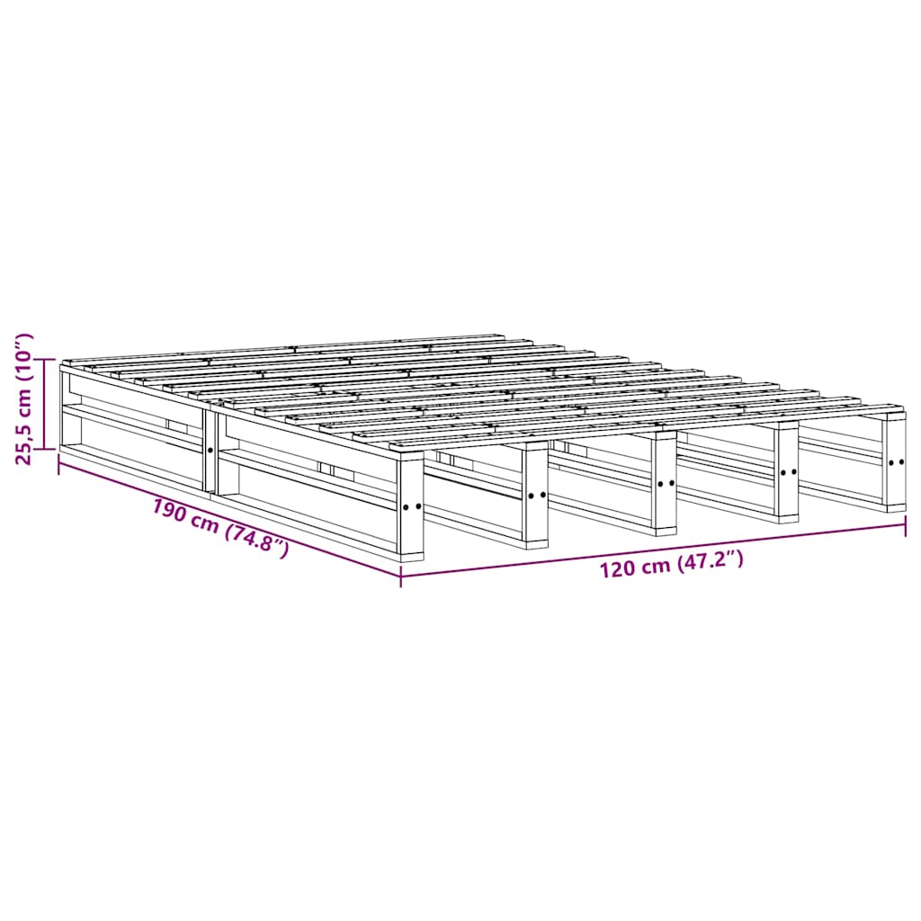 Bedframe zonder matras massief grenenhout 120x190 cm is nu te koop bij PeponiXL, paradijselijk wonen!