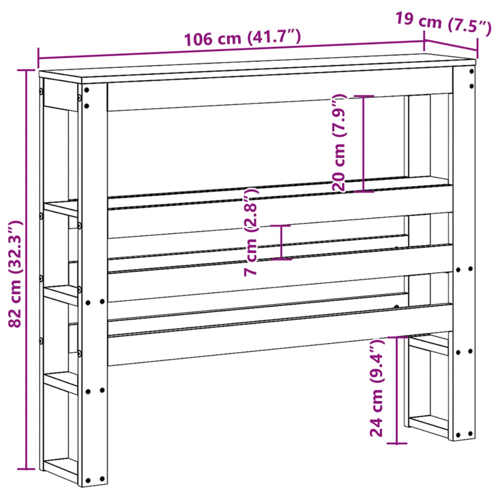 Hoofdbord met schappen 100 cm massief grenenhout is nu te koop bij PeponiXL, paradijselijk wonen!