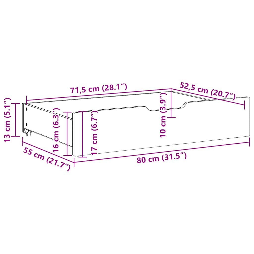 Bedlades 2 st 80x55x17 cm massief grenenhout wit is nu te koop bij PeponiXL, paradijselijk wonen!