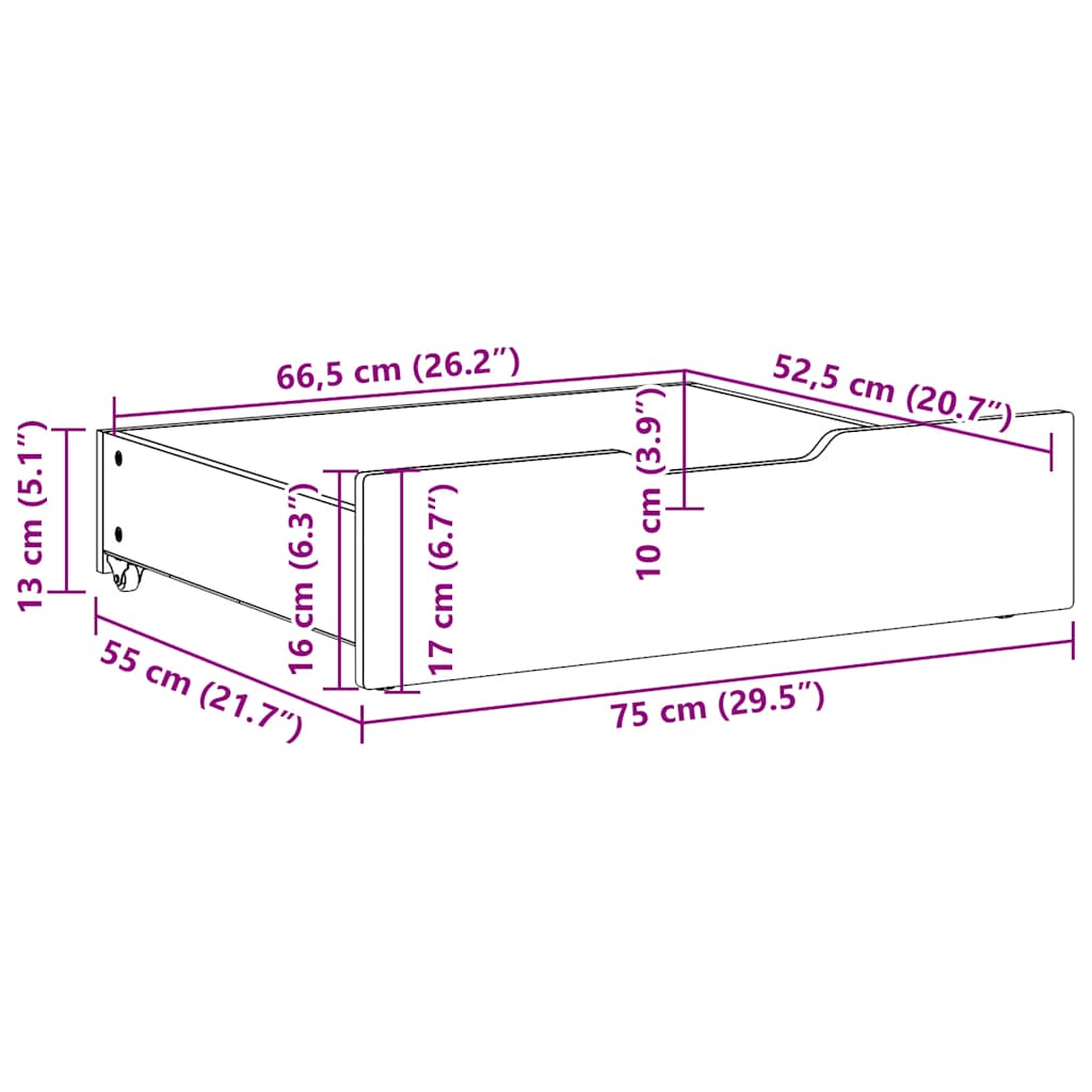 Bedlades 2 st 75x55x17 massief grenenhout wasbruin is nu te koop bij PeponiXL, paradijselijk wonen!