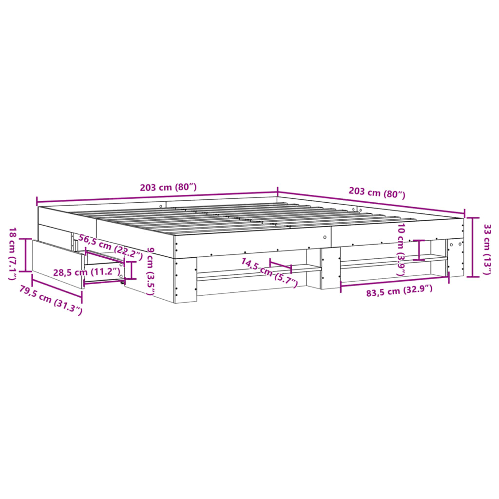 Bedframe massief hout wit 200x200 cm is nu te koop bij PeponiXL, paradijselijk wonen!
