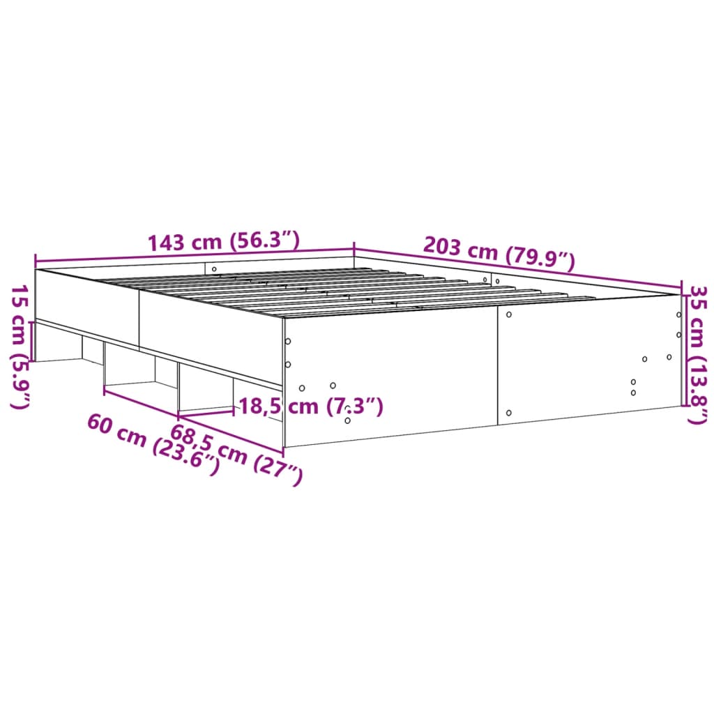 Bedframe bewerkt hout wit 140x200 cm is nu te koop bij PeponiXL, paradijselijk wonen!