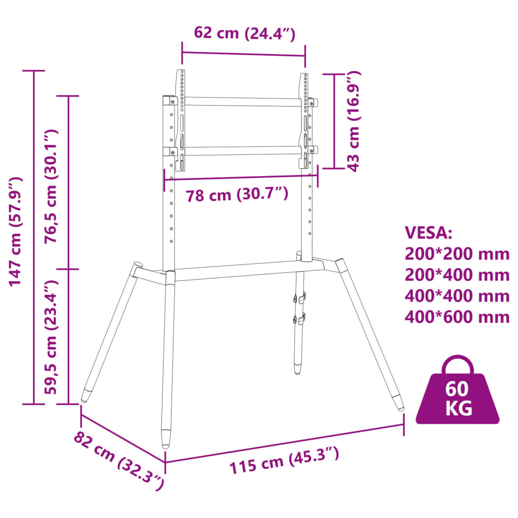 TV-standaard voor 37-86 inch scherm 60 kg Max VESA 400x600 mm is nu te koop bij PeponiXL, paradijselijk wonen!