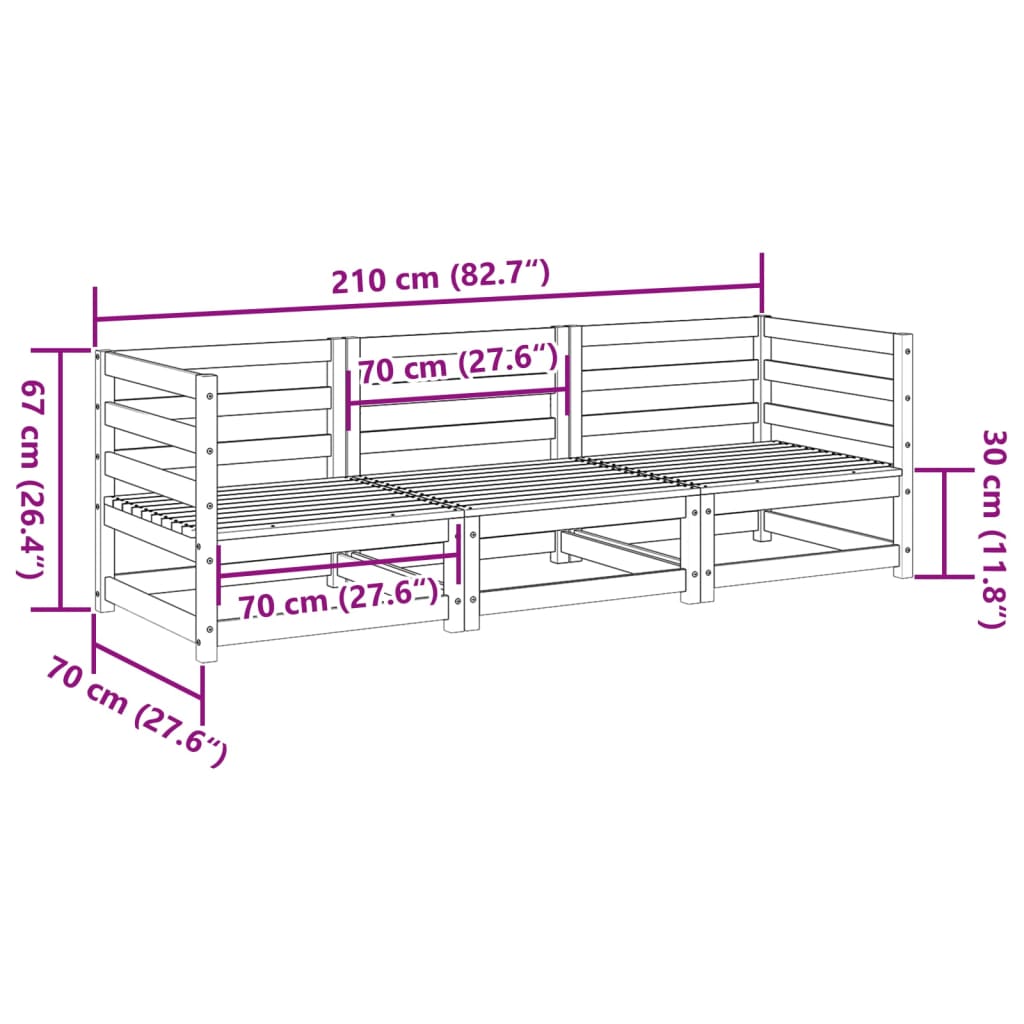 3-delige Loungeset massief douglas vurenhout is nu te koop bij PeponiXL, paradijselijk wonen!