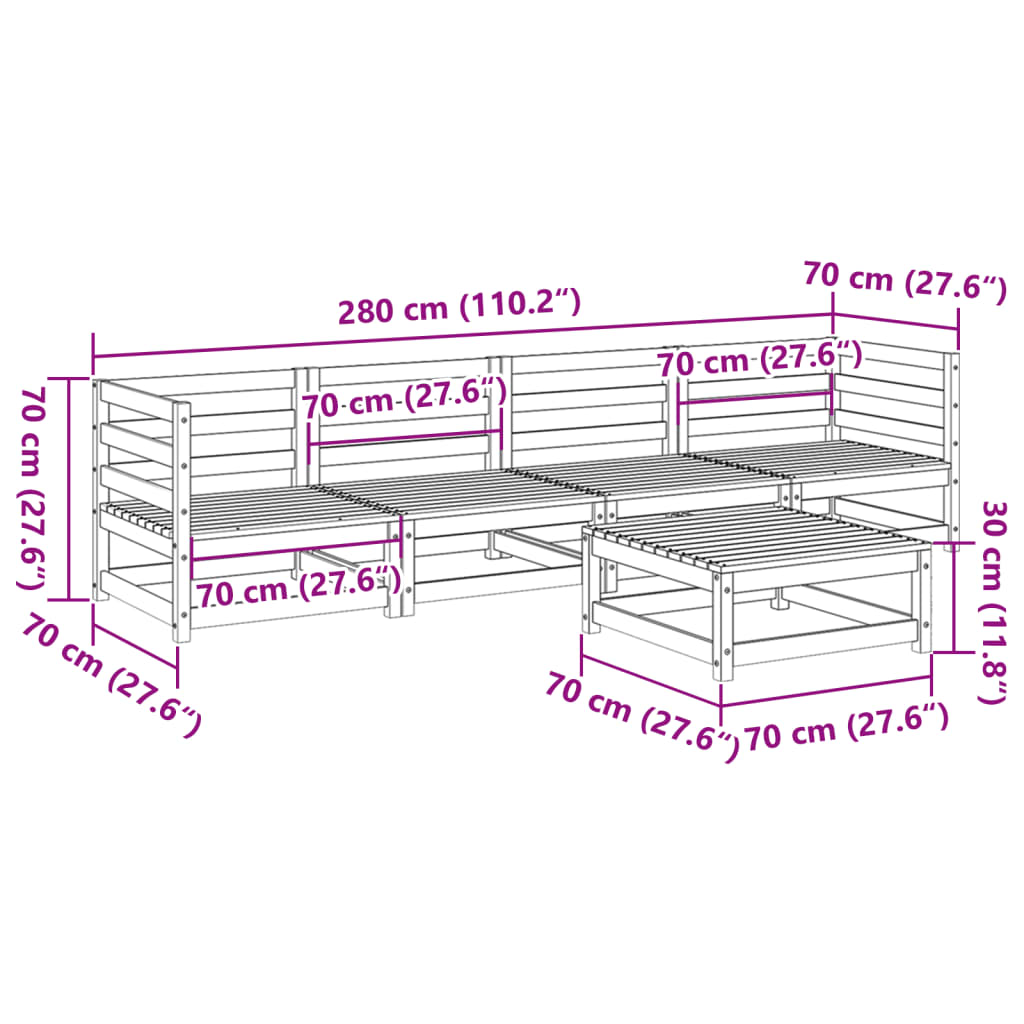 5-delige Loungeset geïmpregneerd grenenhout is nu te koop bij PeponiXL, paradijselijk wonen!