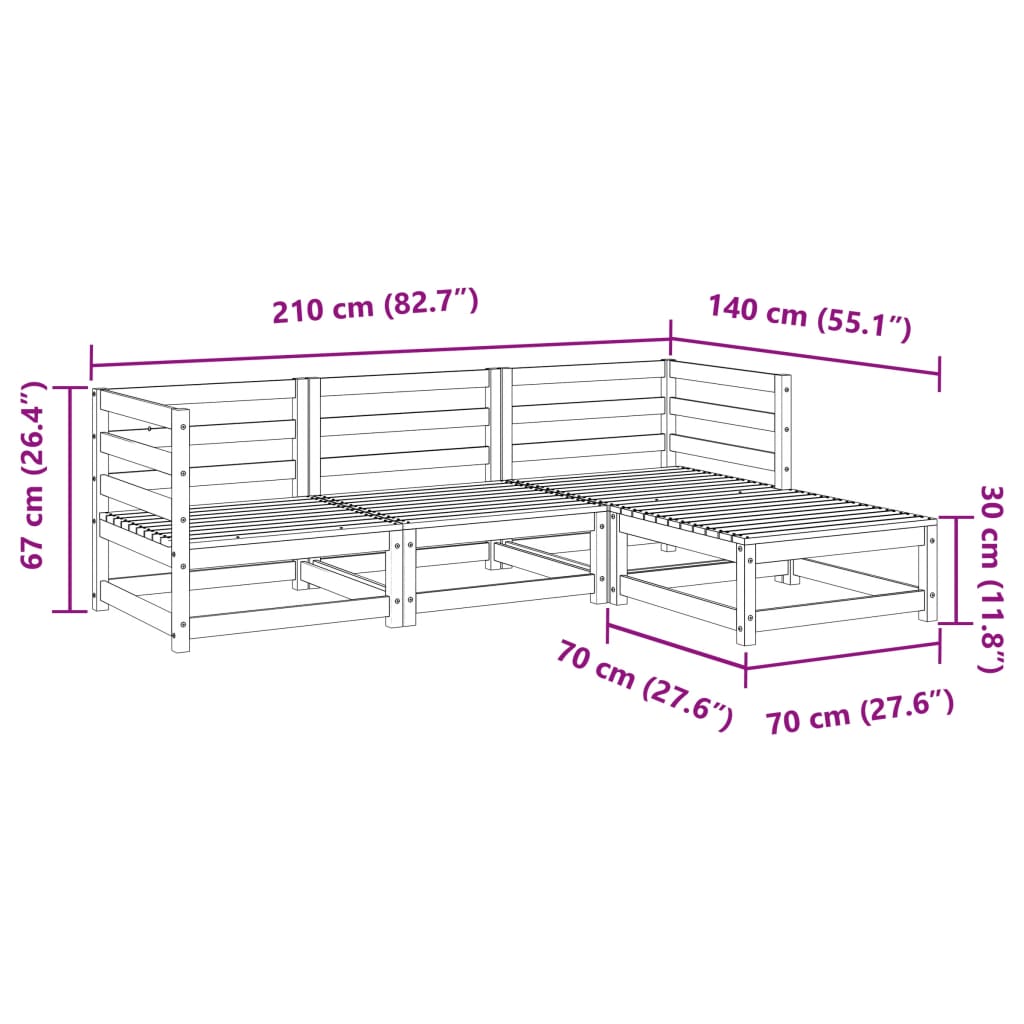 4-delige Loungeset massief grenenhout is nu te koop bij PeponiXL, paradijselijk wonen!