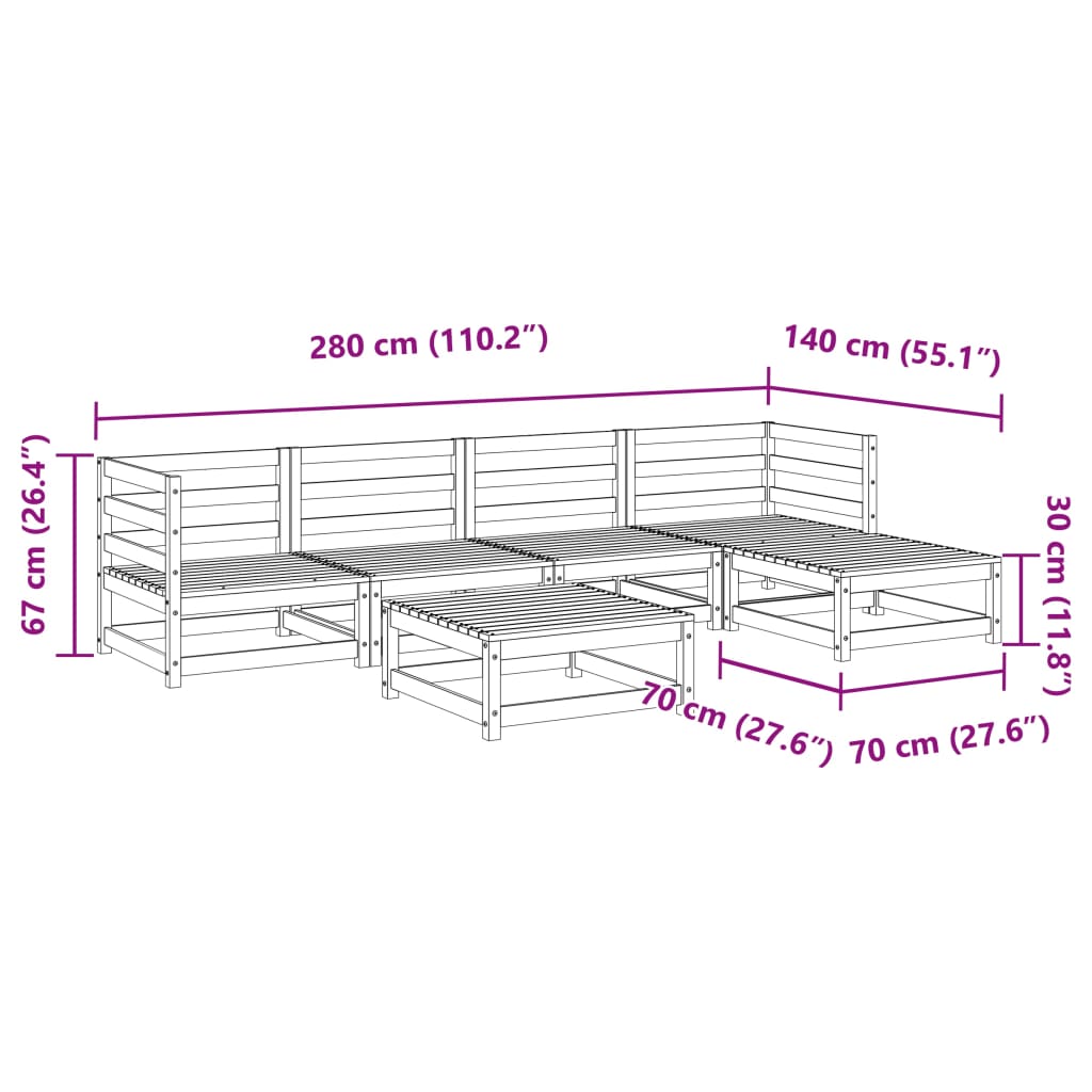 6-delige Loungeset massief grenenhout is nu te koop bij PeponiXL, paradijselijk wonen!