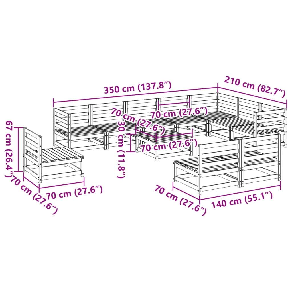 11-delige Loungeset geïmpregneerd grenenhout is nu te koop bij PeponiXL, paradijselijk wonen!