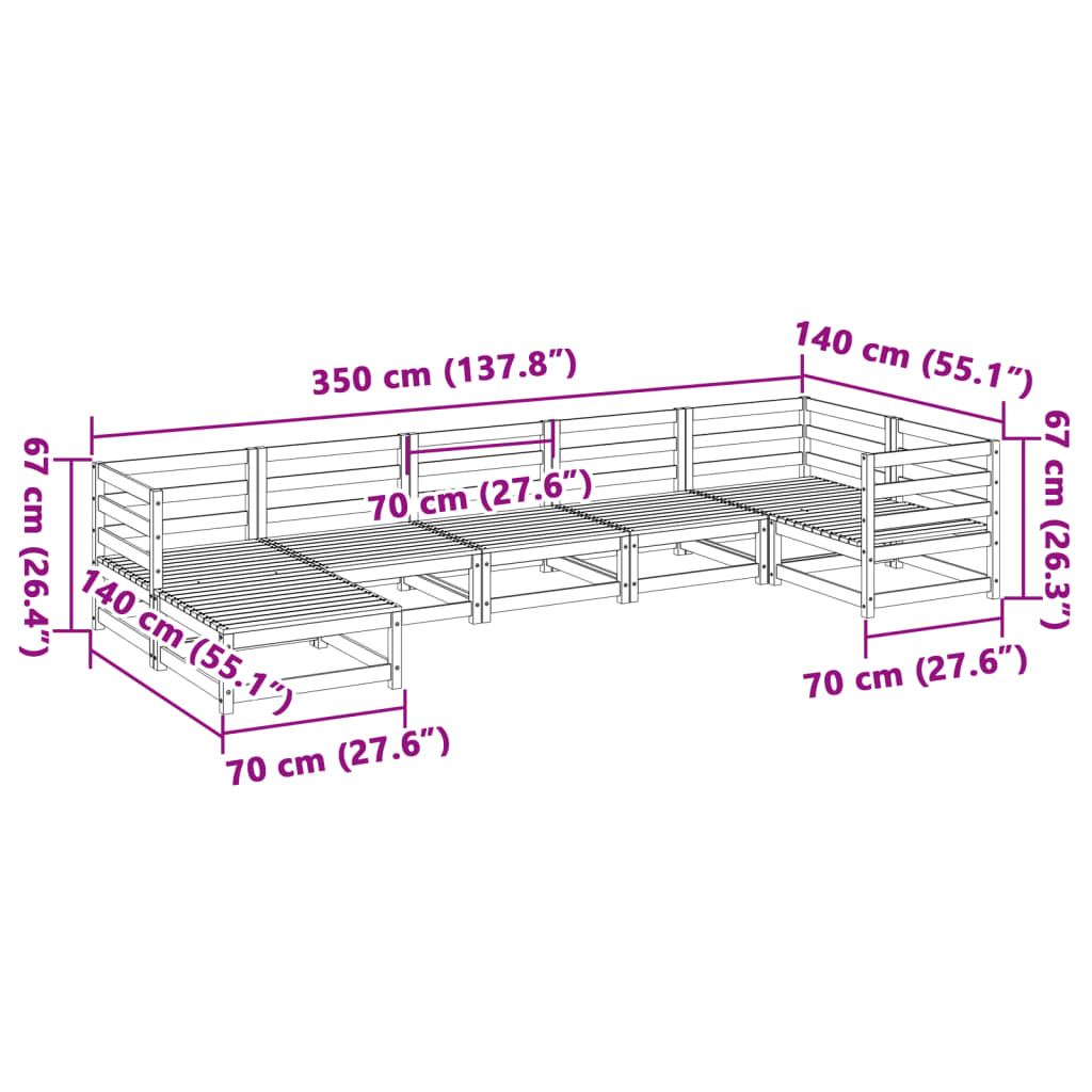 7-delige Loungeset massief douglas vurenhout is nu te koop bij PeponiXL, paradijselijk wonen!