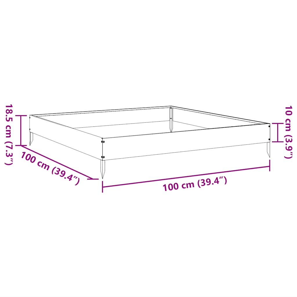 Plantenbak verhoogd 100x100x18,5 cm gegalvaniseerd staal is nu te koop bij PeponiXL, paradijselijk wonen!