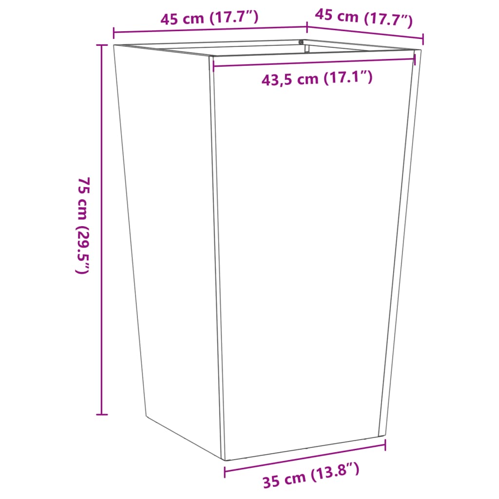 Plantenbak 45x45x75 cm staal antracietkleurig is nu te koop bij PeponiXL, paradijselijk wonen!