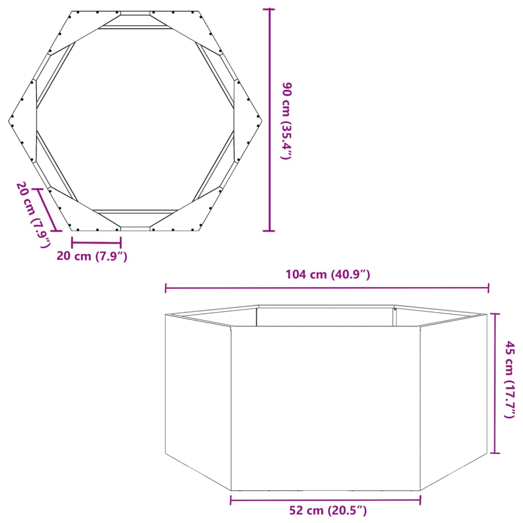 Plantenbak zeshoek 104x90x45 cm staal wit is nu te koop bij PeponiXL, paradijselijk wonen!