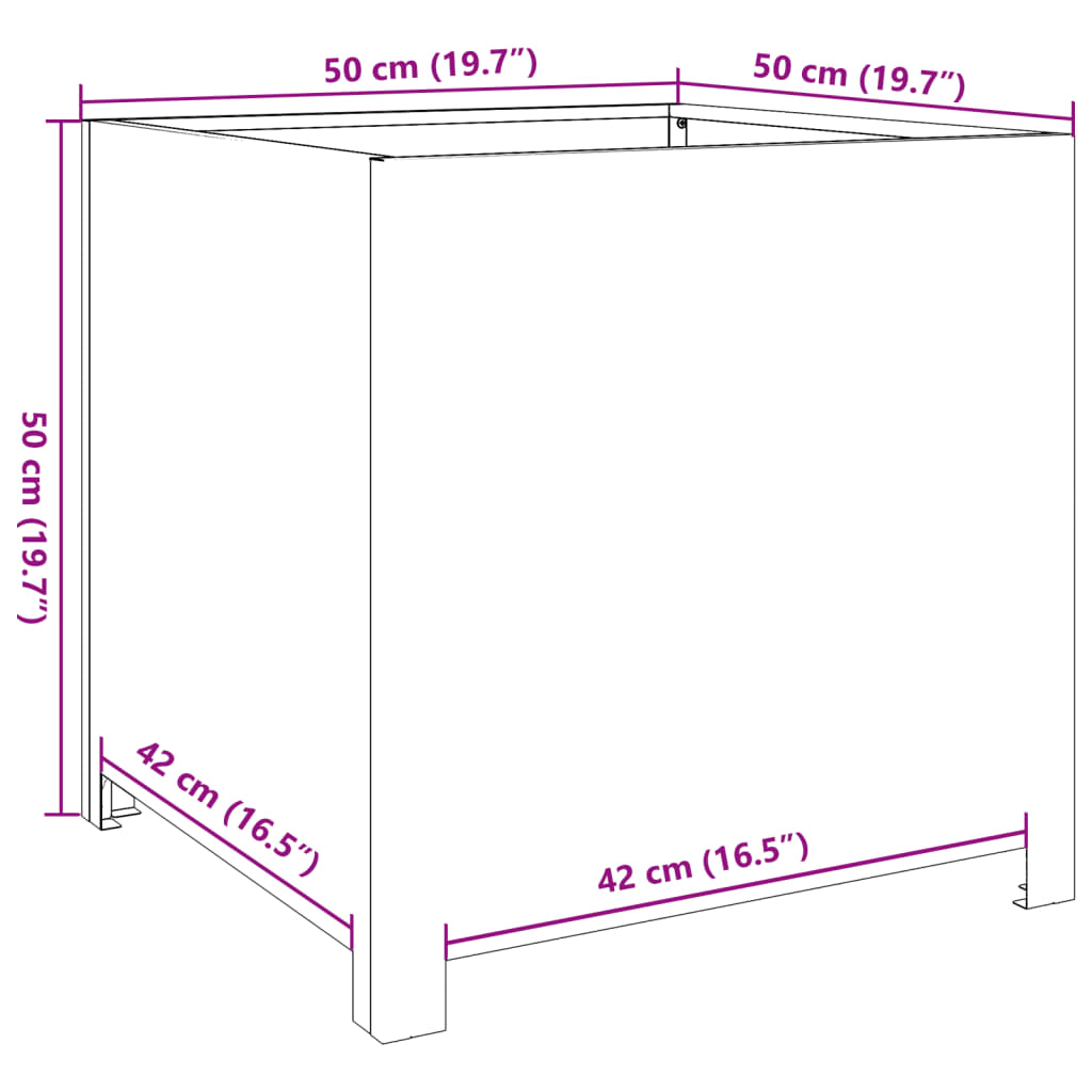 Plantenbak 50x50x50 cm staal antracietkleurig is nu te koop bij PeponiXL, paradijselijk wonen!