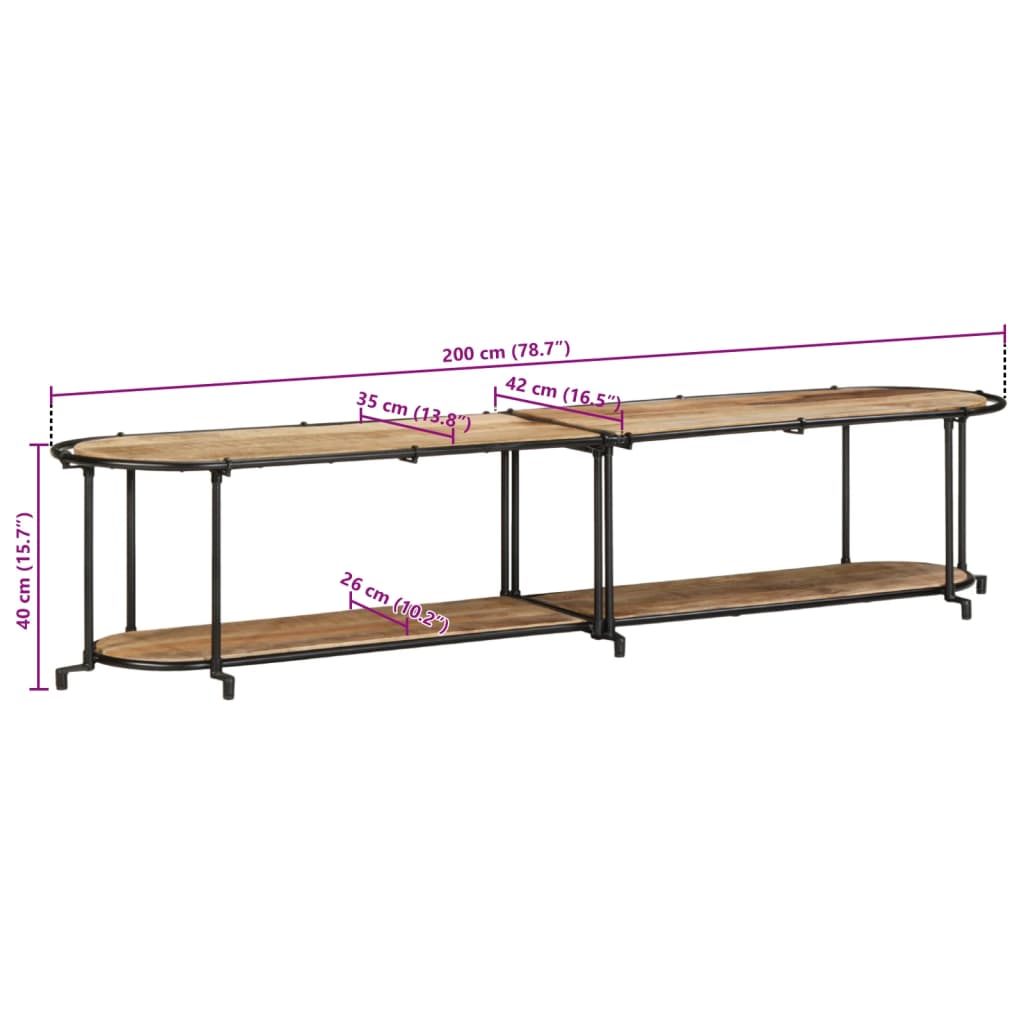 Tv-meubel 200x42x40 cm massief ruw mangohout is nu te koop bij PeponiXL, paradijselijk wonen!