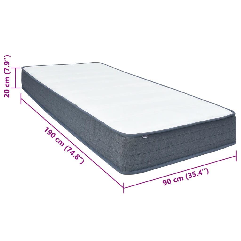 Boxspringmatras 190x90x20 cm medium zacht stof is nu te koop bij PeponiXL, paradijselijk wonen!