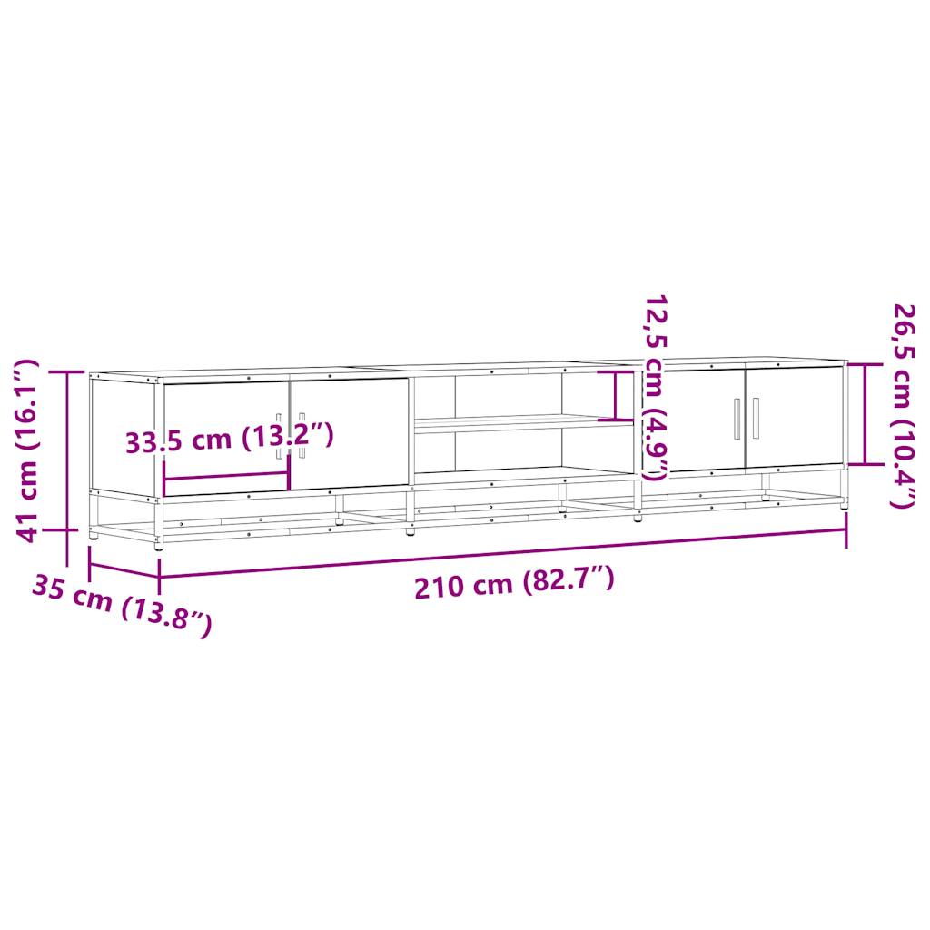 Tv-meubel 210x35x41 cm bewerkt hout gerookt eikenkleurig is nu te koop bij PeponiXL, paradijselijk wonen!