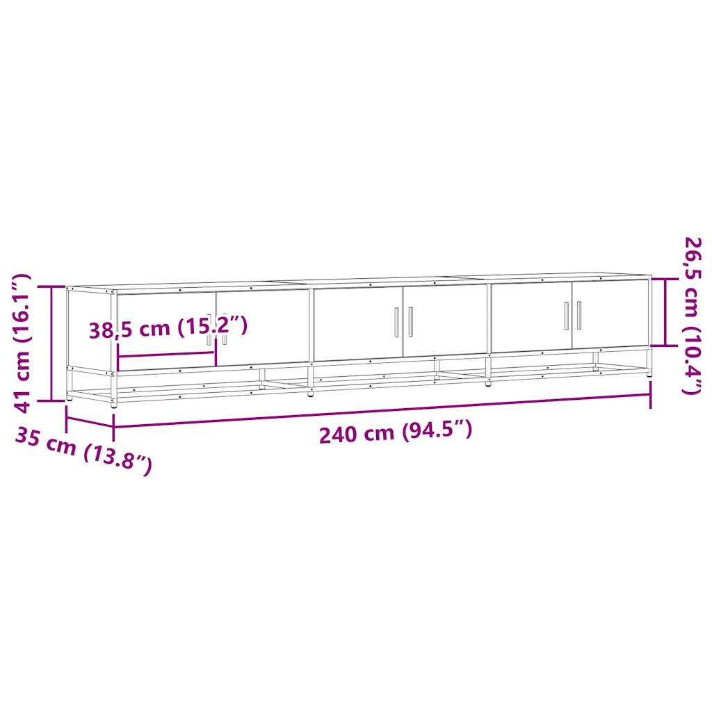 Tv-meubel 240x35x41 cm bewerkt hout grijs sonoma eikenkleurig is nu te koop bij PeponiXL, paradijselijk wonen!