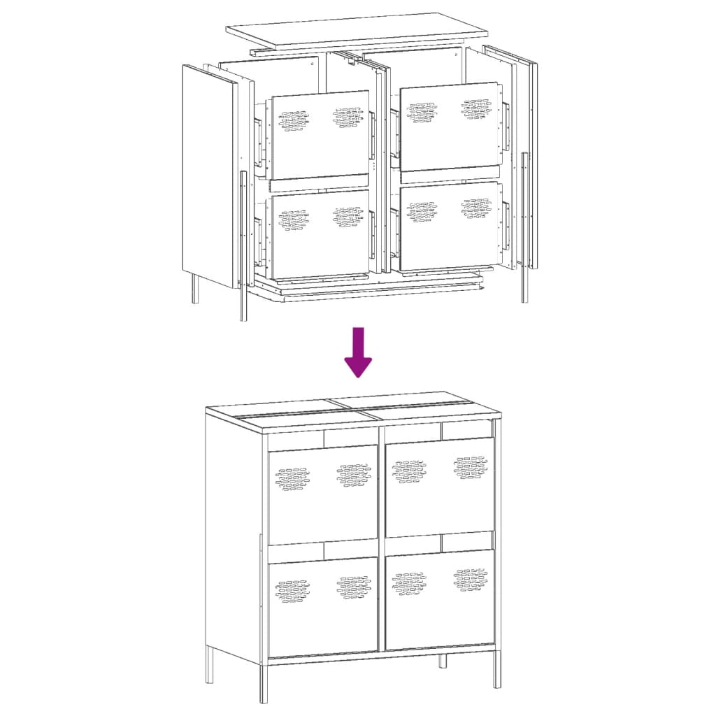 Dressoir 68x39x73,5 cm koudgewalst staal roze is nu te koop bij PeponiXL, paradijselijk wonen!