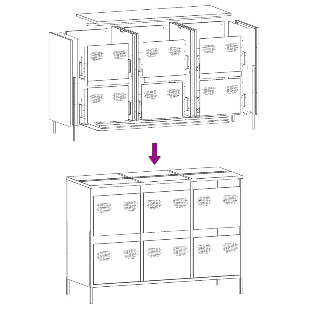 Dressoir 101,5x39x73,5 cm koudgewalst staal roze is nu te koop bij PeponiXL, paradijselijk wonen!