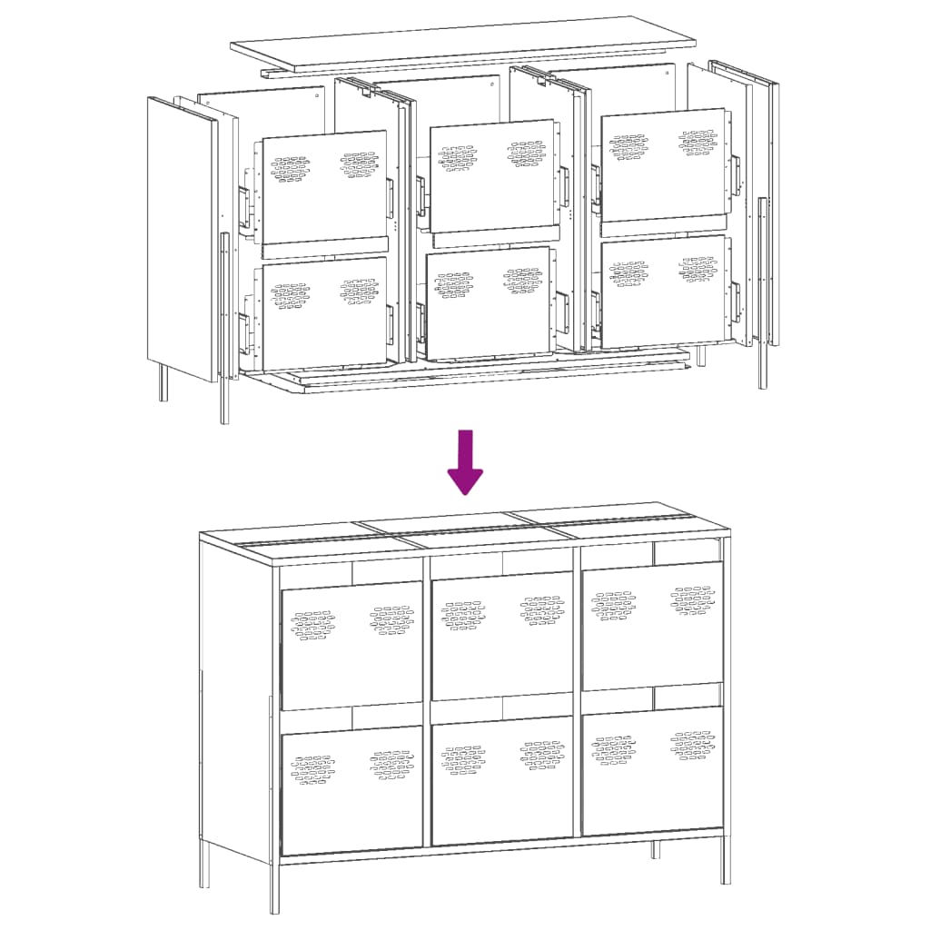 Dressoir 101,5x39x73,5 cm koudgewalst staal mosterdgeel is nu te koop bij PeponiXL, paradijselijk wonen!