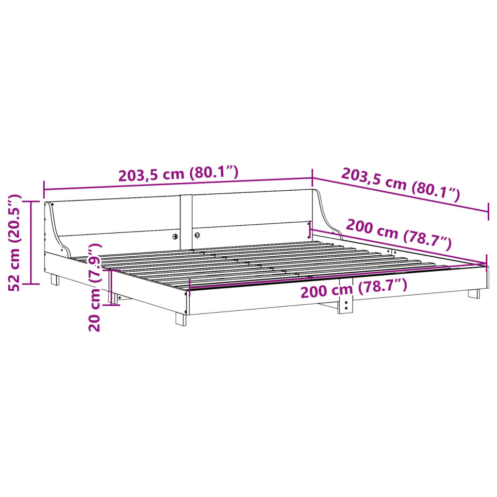 Bedframe zonder matras massief grenenhout wasbruin 200x200 cm is nu te koop bij PeponiXL, paradijselijk wonen!