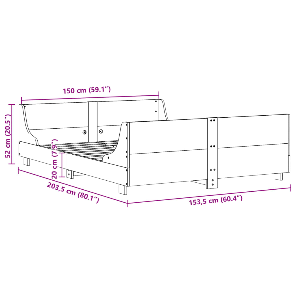 Bedframe zonder matras massief grenenhout wasbruin 150x200 cm is nu te koop bij PeponiXL, paradijselijk wonen!