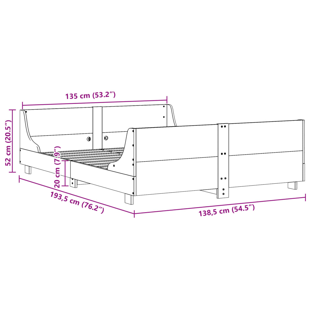 Bedframe zonder matras massief grenenhout wit 135x190 cm is nu te koop bij PeponiXL, paradijselijk wonen!