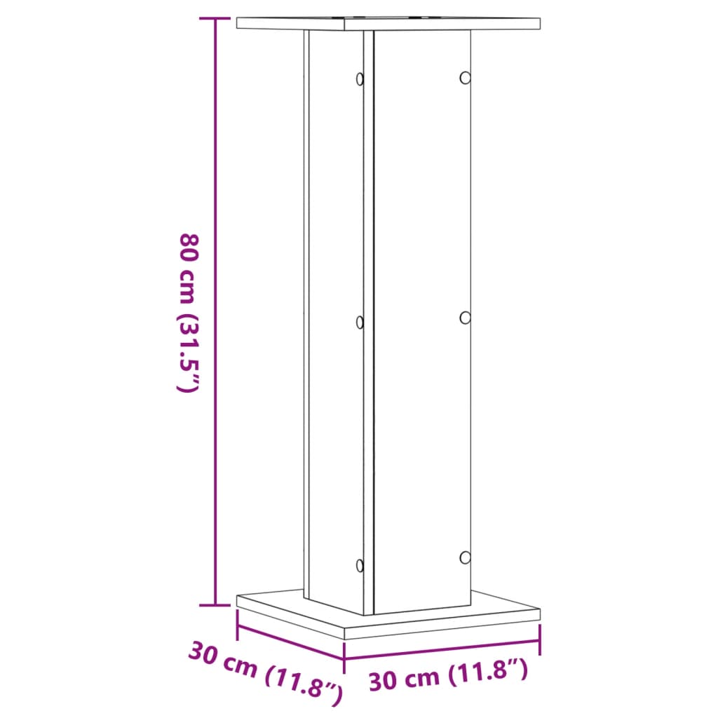 Speakerstandaards 2 st 30x30x80 cm bewerkt hout oud houtkleurig is nu te koop bij PeponiXL, paradijselijk wonen!