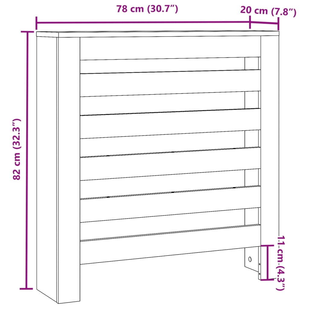 Radiatorombouw 78x20x82 cm bewerkt hout bruin eikenkleurig is nu te koop bij PeponiXL, paradijselijk wonen!