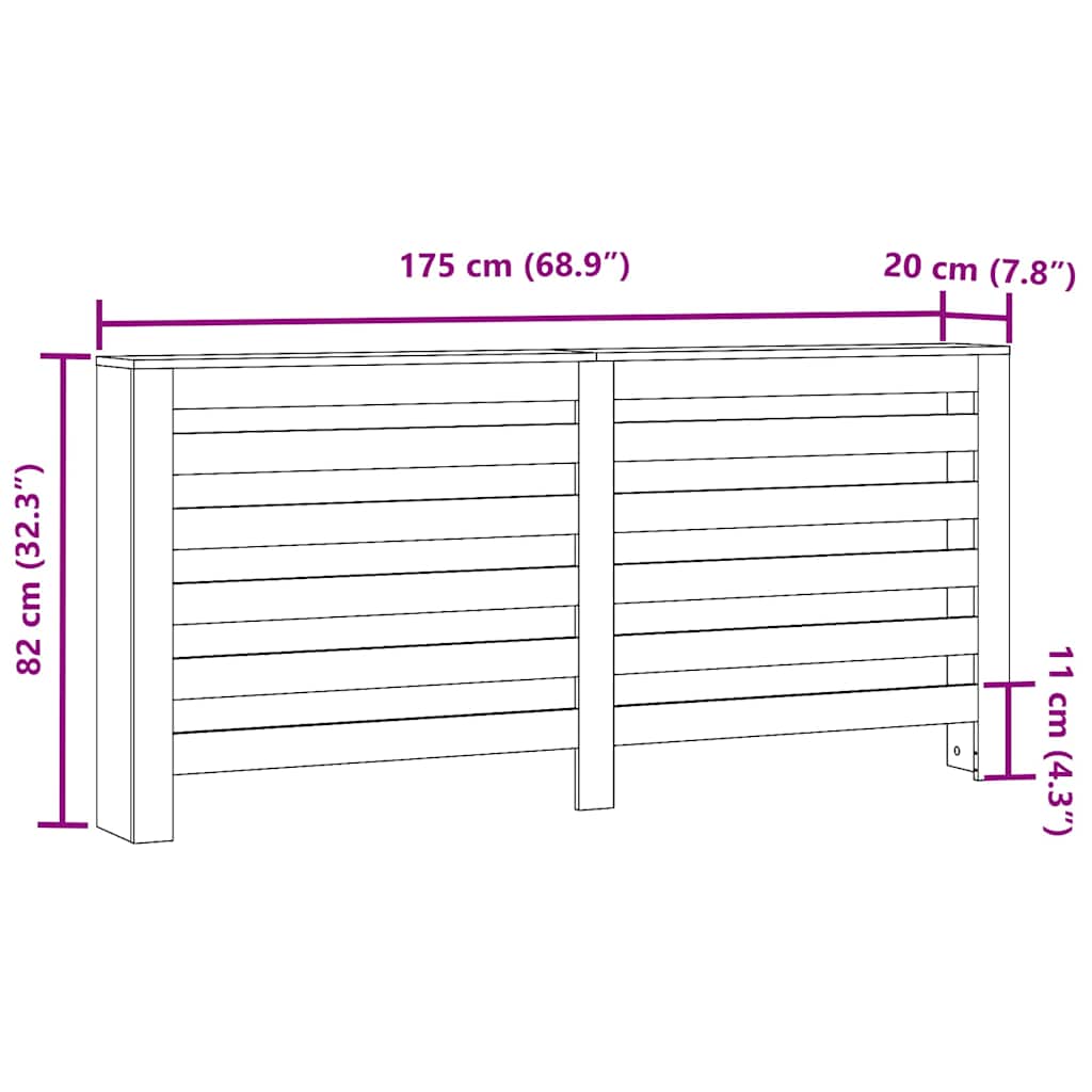 Radiatorombouw 175x20x82 cm bewerkt hout zwart is nu te koop bij PeponiXL, paradijselijk wonen!