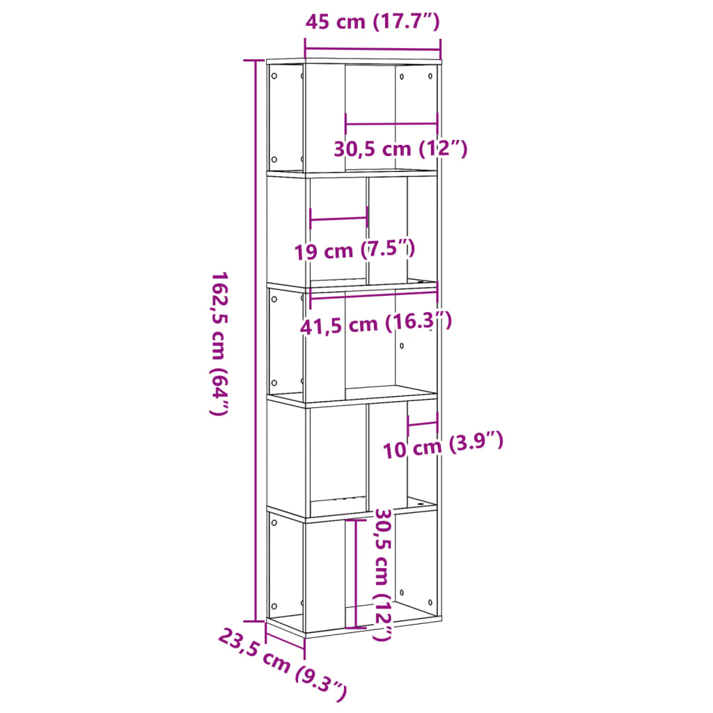 Boekenkast 5-laags 45x23,5x162,5 cm bewerkt hout betongrijs is nu te koop bij PeponiXL, paradijselijk wonen!