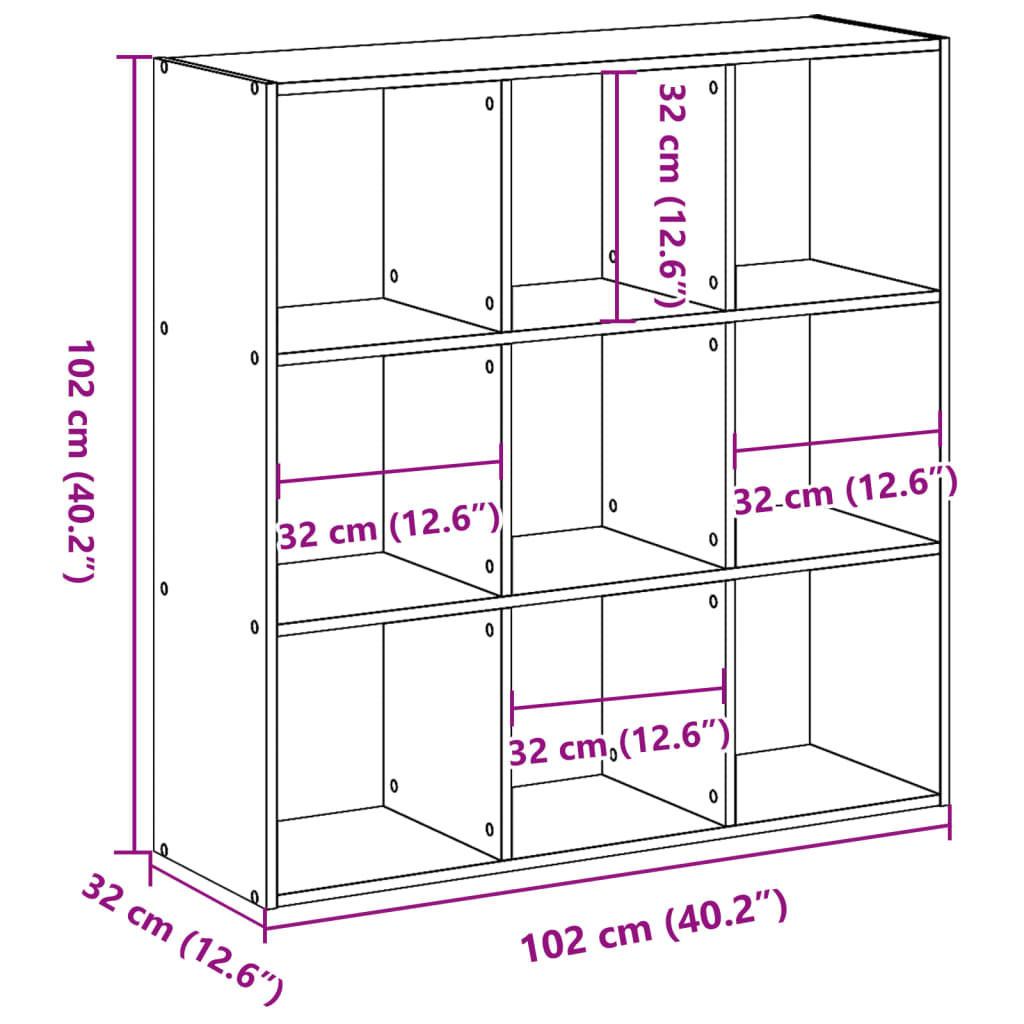 Boekenkast 102x32x102 cm bewerkt hout sonoma eikenkleurig is nu te koop bij PeponiXL, paradijselijk wonen!
