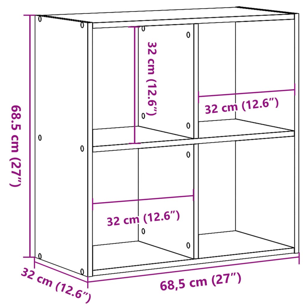 Boekenkast 68,5x32x68,5 cm bewerkt hout grijs sonoma eiken is nu te koop bij PeponiXL, paradijselijk wonen!