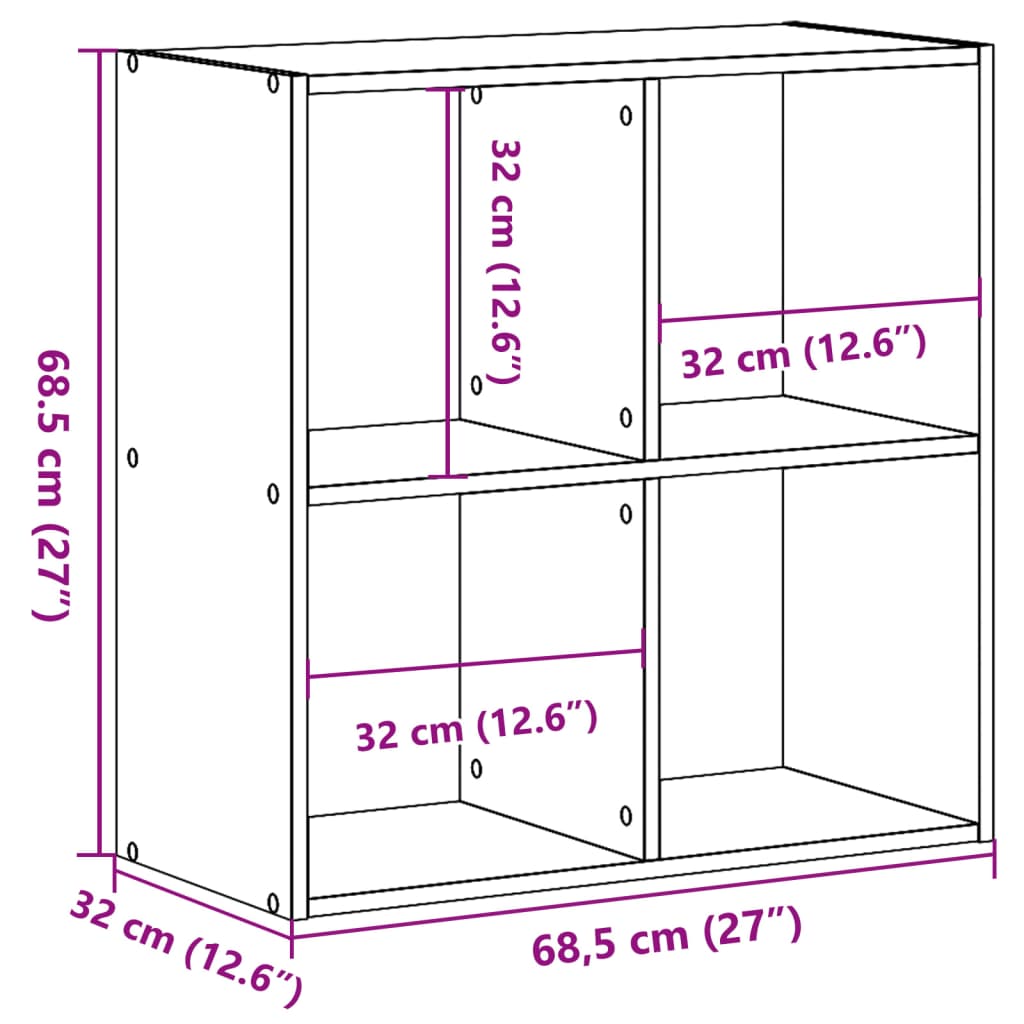 Boekenkast 68,5x32x68,5 cm bewerkt hout oud houtkleurig is nu te koop bij PeponiXL, paradijselijk wonen!