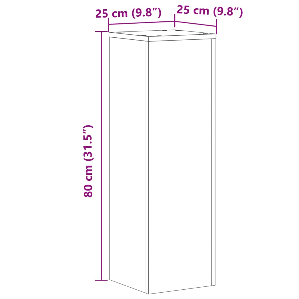 Plantenstandaards 2 st 25x25x80 cm bewerkt hout sonoma eiken is nu te koop bij PeponiXL, paradijselijk wonen!