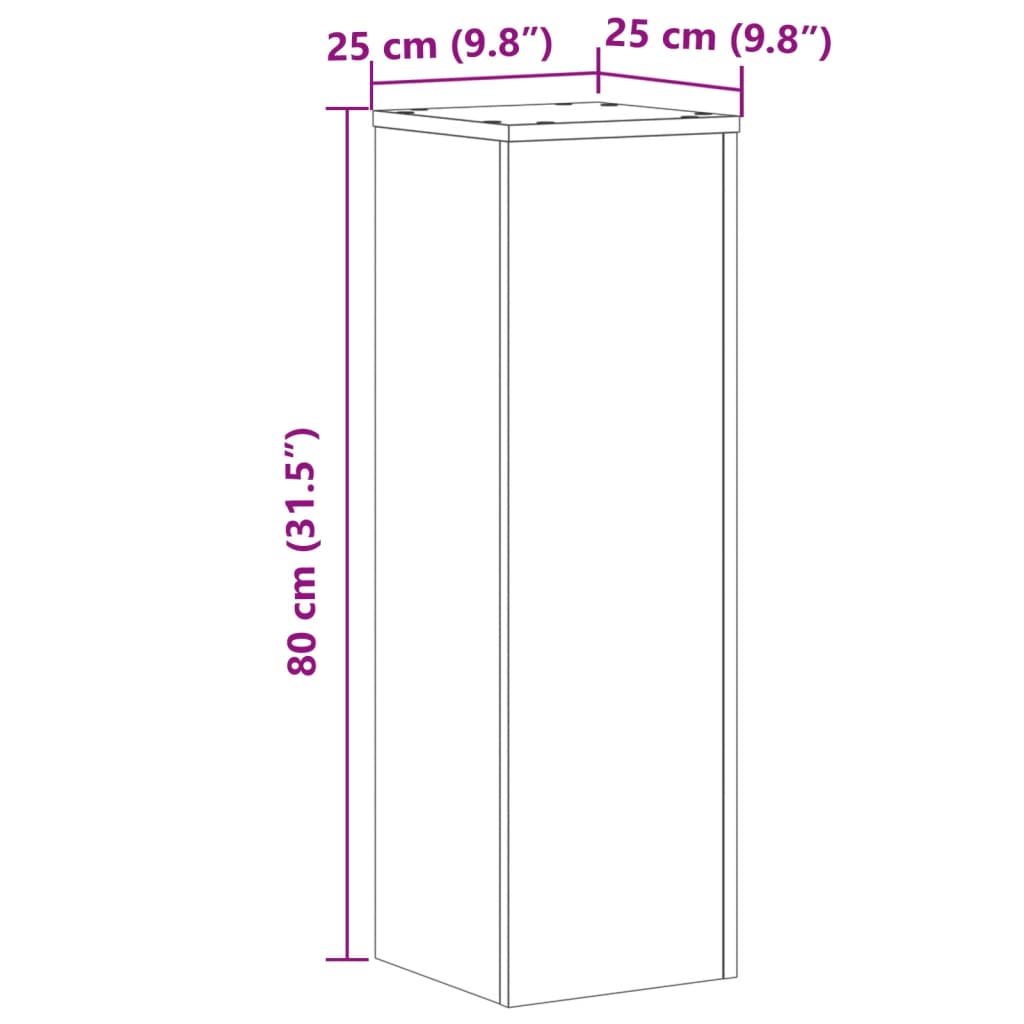 Plantenstandaards 2 st 25x25x80 cm bewerkt hout gerookt eiken is nu te koop bij PeponiXL, paradijselijk wonen!
